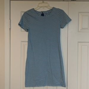 Blue striped shirt dress